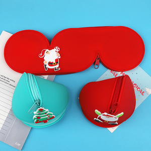 Nouveau dessin animé mignon Silicone Triangle forme porte-monnaie étui à lunettes lunettes stockage Portable casque sac - Product Image 1