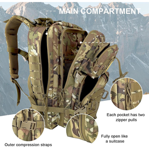 กระเป๋าเป้สะพายหลังแบบยุทธวิธี ลายพราง ระบบ MOLLE 36-56 ลิตร โครงภายนอก ใช้ได้ทั้งชายและหญิง  วัสดุไนลอน ปิดด้วยซิป อุปกรณ์เอาตัวรอดกลางแจ้ง - Product Image 4