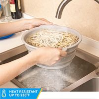 Panier d'égouttage en silicone Passoire de cuisine télescopique Passoire pliable pour égoutter les pâtes Passe au lave-vaisselle