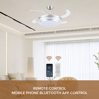 Ventilateur de plafond moderne OEM 42 pouces avec moteur DC, 3 pales, éclairage LED, faible bruit, télécommande rétractable et dimmable