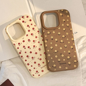 Custodia per telefono cellulare floreale in stile Ins antiurto TPU <span class=keywords><strong>Cover</strong></span> protettiva completa in Silicone per <span class=keywords><strong>iPhone</strong></span> 17 16 15 14 13 <span class=keywords><strong>Pro</strong></span> Plus marrone giallo - Product Image 2