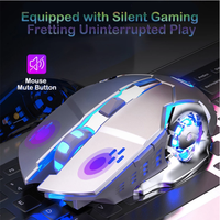 Souris de jeu sans fil A4 1600 DPI LED rechargeable 2.4G réglable silencieuse pour PC portable