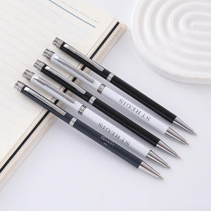 Stylos à bille en métal noir et argent classiques et fins avec impression personnalisée de marque et logo personnalisé - Product Image 2