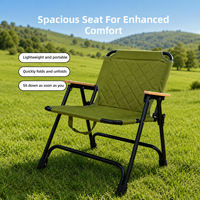 Chaise pliante de camping portable, robuste, en acier au carbone épaissi, tissu Oxford, rembourrée en coton, style Kermit, pour l'extérieur