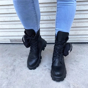 Botas de moto de bolsillo para Mujer, suela gruesa con cordones de zapatos de plataforma, color negro, <span class=keywords><strong>2020</strong></span> - Product Image 5