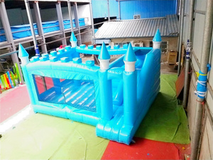 Castillo hinchable con tema azul Los pequeños castillos hinchables con dinosaurios y tiburones son un trampolín lindo y divertido con tobogán personalizado - Product Image 6