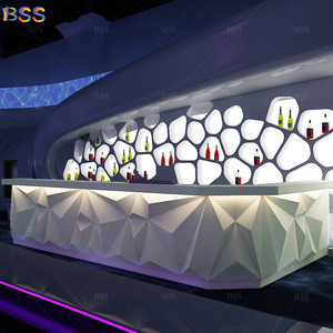 Diseño de <span class=keywords><strong>Barra</strong></span> de Bar para Club Nocturno, Piedra Artificial Blanca Diamante, Iluminación LED, Moderno y Lujoso, para Restaurante Marino - Product Image 5