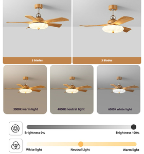 Ventilateur de plafond intelligent <span class=keywords><strong>avec</strong></span> éclairage LED et télécommande Bluetooth, design européen, en bois Alexa, <span class=keywords><strong>avec</strong></span> pales de 42/47 pouces - Product Image 4