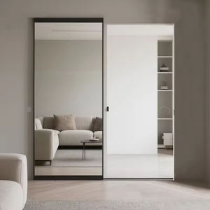 نظام باب جيب زجاجي أسود منزلق داخلي بمرآة سحرية للمنزل - Product Image 2
