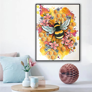 Peinture diamantée pour enfants, motif <span class=keywords><strong>insecte</strong></span> abeille, fleur, DIY fait main, avec strass AB, art mural sur toile - Product Image 2