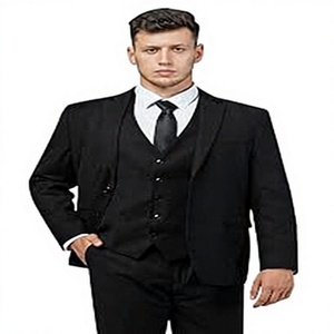 Ensemble 3 pièces pour homme en laine peignée, coupe ajustée, anti-plis, pour tenue de cérémonie, d'affaires ou de mariage - Product Image 1