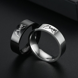 Fine Jewelry <strong>Rings</strong> Titanium Steel Retro <strong>Love</strong> I <strong>love</strong> You Hand-in-hand Couple <strong>Ring</strong> Wholesale - Product Image 2