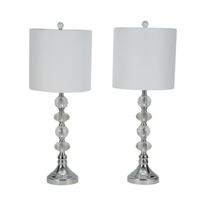 Lampade da tavolo in cristallo con paralumi bianchi per soggiorno, camera da letto, decorazione d'interni. - Product Image 3