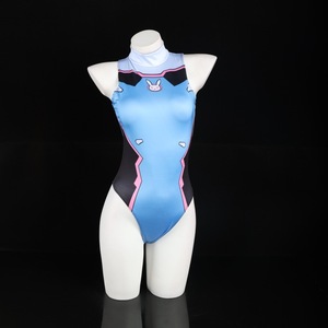 Dva Vanguard School Swimsuit Female Cosplay <b>Costume</b> Bodysuit Polyester White Orange Black Blue 8738 Overwatch - Product Image 2