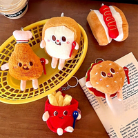 Pendentif en peluche personnalisable et créatif, motif Frites Burger, mignon, porte-clés de sac à dos, petit ornement pour fille, Frites Burger