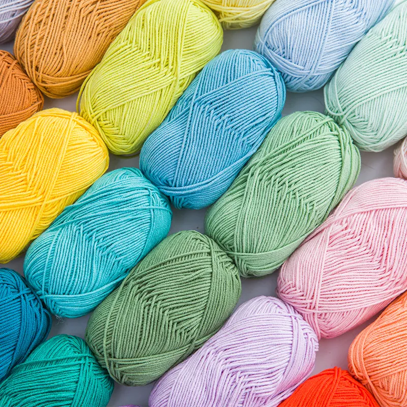 Vente en gros, fil teint coloré quatre saisons, Crochet, tissage, en coton mélangé acrylique, vente en gros