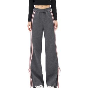 Pantalon de survêtement décontracté pour femme, coupe droite, version étroite, avec nœud et trois bandes, design mode, qualité supérieure, vente en gros - Product Image 2