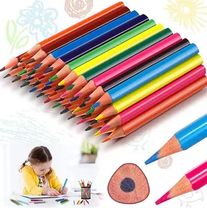 All'ingrosso personalizzato Non tossico legno naturale 48 72 colori matite colorate triangolari Set Bulk per la scuola senza gomma