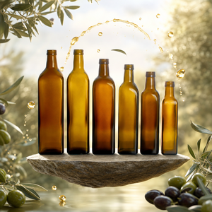 Botella de <span class=keywords><strong>Vidrio</strong></span> para Aceite de Oliva Comestible, Color Ámbar Verde Oscuro, Cuadrada o Redonda, con Tapa, Apta para Alimentos - Product Image 5