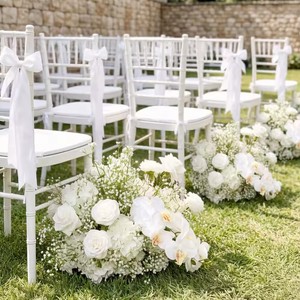 GNW Vendita all'Ingrosso Decorazione Floreale Realistica per Corridoio Nuziale Fiori Artificiali Verdi e Bianchi per Passaggio Nuziale - Product Image 3