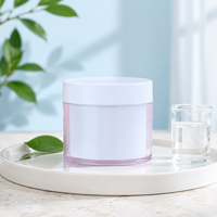 Pot en plastique PET à double paroi de 200 ml avec couvercle à vis, étiquette en papier et logo personnalisé pour les soins cosmétiques de la peau, vente en gros