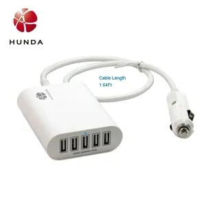 HUNDA 汽车配件高品质通用便携式 5V 9A 45W 智能充电多充电器 5 个 USB 端口