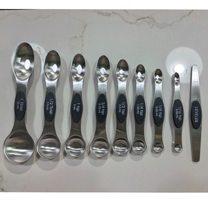 Stainless Steel Measuring Spoon Set 9 Piece Magnetic Double End With Graduations For Cooking Seasoning Storage - Product Image 3