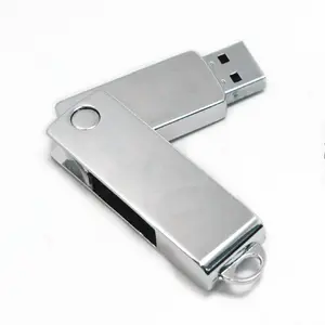 Su geçirmez Metal USB Flash sürücü 128GB ücretsiz kargo paslanmaz çelik döner U Disk depolama kalem sürücü