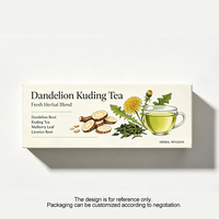 Tisane en sachets de pissenlit et de thé Kuding, enrichie en racine de pissenlit, thé Kuding, feuille de mûrier et tranches de réglisse, en vrac