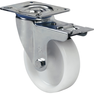 Ruota - ruota freno da 125 mm, realizzata in poliammide bianca, ideale per mobili e attrezzature mobili, resistente e durevole. - Product Image 1