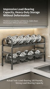 Organisateur d'<span class=keywords><strong>évier</strong></span> de cuisine en acier au carbone, étagère à 2 niveaux <span class=keywords><strong>sous</strong></span> l'<span class=keywords><strong>évier</strong></span>, panneaux à paniers amovibles, rangement multifonction durable pour vaisselle - Product Image 4
