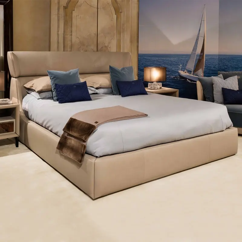 Cama de madeira sólida, alta qualidade dupla iluminação candeeiros moderna cama de madeira sólida