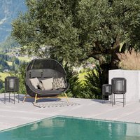 Fauteuil d'extérieur surdimensionné en rotin pour terrasse, chaise œuf à assise profonde, canapé double en osier pour jardin