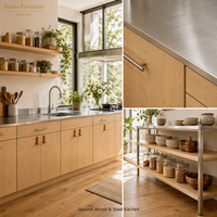 Meubles de cuisine extérieurs modernes en acier inoxydable, ensemble complet intelligent avec robinet, charnières et évier modulaire écologique pour appartement