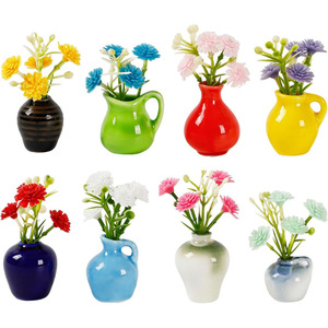 Imanes de Refrigerador con Mini Jarrones de Cerámica y Flores Artificiales, Divertidos Imanes Pequeños para Decoración de Refrigerador, Oficina, Cocina - Product Image 3