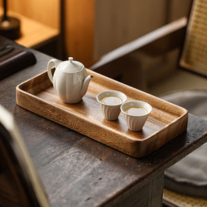 Walnut Wood <b>Tea</b> <b>Tray</b> Rectangular Deep Plate Solid Wood Storage <b>Tray</b> For <b>Tea</b> Set Chinese Retro Serving <b>Tray</b> - Product Image 2