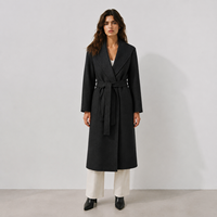 Manteau d'hiver en laine pour femme, personnalisable OEM/ODM, doublure en cachemire écologique, col rabattu et ceinture