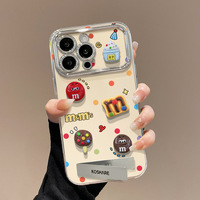 Étui de protection pour iPhone 16 Pro Max, 15, 14, 13, 12, 11, avec motif de dessin animé M Bean, en silicone, électroplaqué, mignon et tridimensionnel.