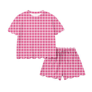 GSSO3185 Conjunto de Ropa Infantil de Verano para Niña Pequeña, Diseño Personalizado al por Mayor, Estampado Amarillo Claro, Manga Corta - Product Image 6