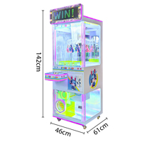 Machine de jeu d'arcade d'intérieur à pinces à prix, avec éclairage LED néon, fonctionnant à pièces, construction en métal et plastique, pour centres de divertissement