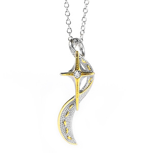 Collana con Pendente in Diamanti, Placcata in Oro 18K, Argento, Lusso Femminile per Uso Quotidiano, Diamanti Naturali Taglio Brillante Rotondo - Product Image 1