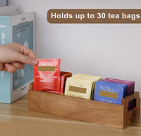 Boîte de rangement pour sachets de thé en bois naturel avec 3 compartiments, organiseur de thé en bois avec poignée pour comptoir de cuisine