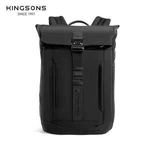 Kingsons brand roll top design laptop backpack with USB port waterproof college bag backpacks anti theft unisex backpack