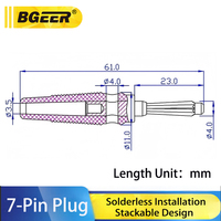Connecteur électrique empilable à 7 broches avec fiche banane de 4 mm - Broche en cuivre avec prise de borne métallique pour les tests