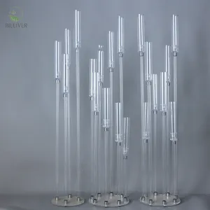Neustil hohe klare Acryl-Kerzenhalter Kerzenständer Blumenständer für Weihnachtsdekoration Veranstaltungen 8 Arme LED-klarhalter