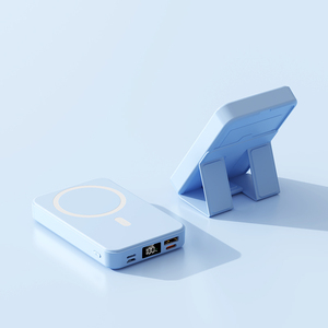Batterie externe sans fil haute capacité 10000 mAh avec affichage numérique, support <span class=keywords><strong>mobile</strong></span> et sorties USB et Type-C - Product Image 4