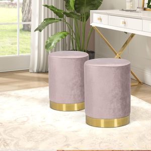 Functional Modern Space Saving Velvet Pouf Round Green Fabric <b>Storage</b> Bench Ottoman <b>Stool</b> for Bedroom Apartment - Product Image 4