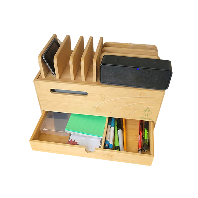 High Quality Bamboo Charging Station for Multiple Devices,Bamboo Wooden Charging Cell Phone Holder for Home Office