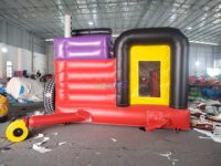 Château gonflable d'extérieur robuste en forme de voiture de course avec toboggan