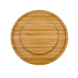 Venta al por mayor círculo de corte de bambú-Pizarra circular de alta calidad para cocina, tabla de cortar de pizza, verduras y queso